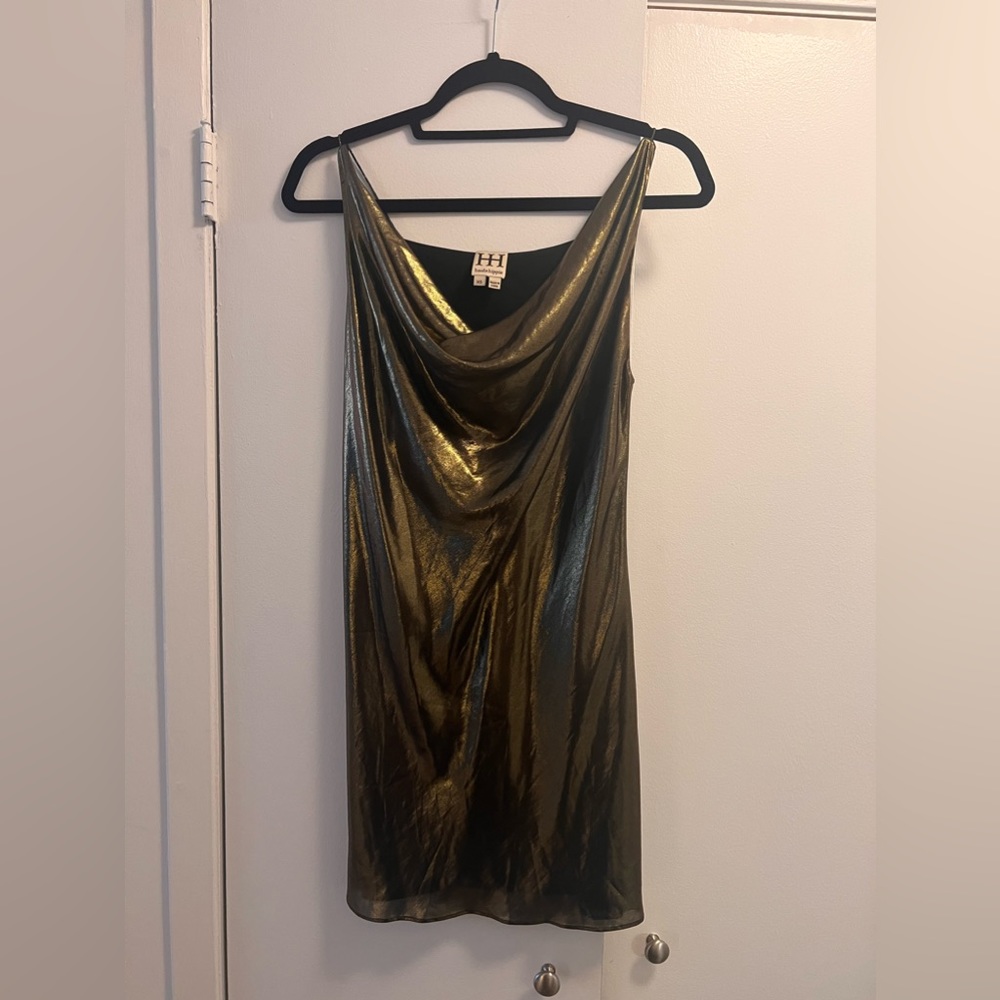 Haute hippie metallic gold lamé mini dress. Perfect for holiday parties!